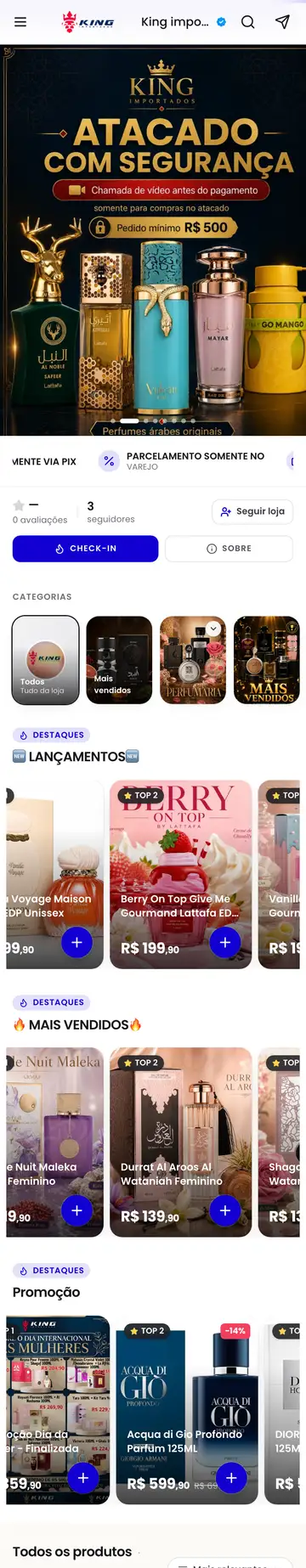 Loja Sellit aberta no celular