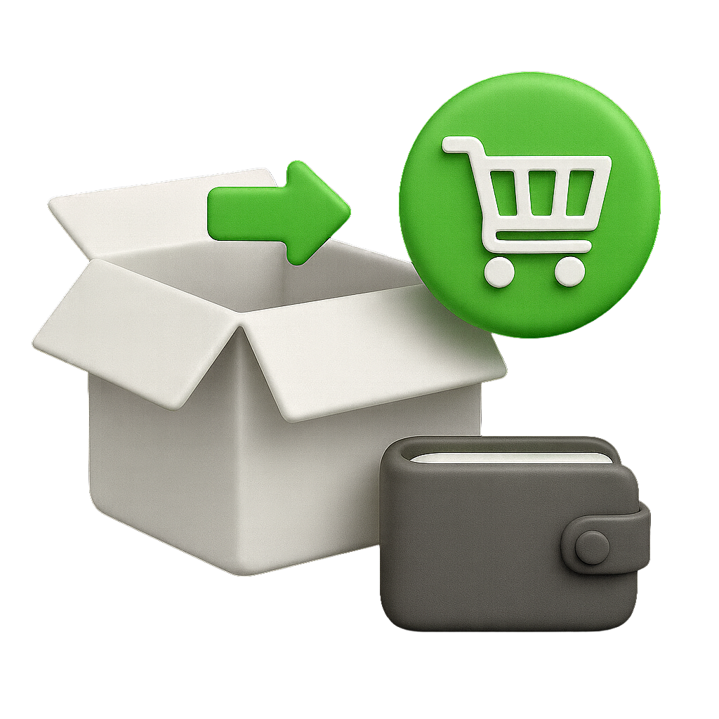 Produtos com botão de compra instantâneo.