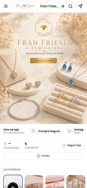 Loja Fran Friesen Semijoias aberta no celular