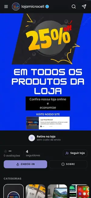 Loja Microcell aberta no celular