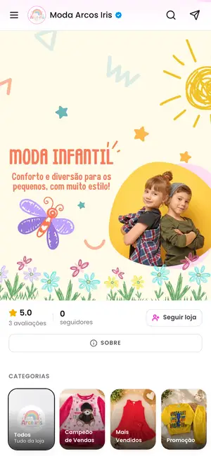 Loja Moda Arco-Íris aberta no celular