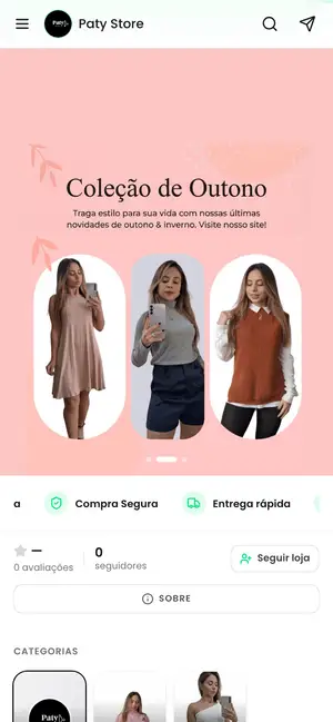 Loja Paty Store aberta no celular